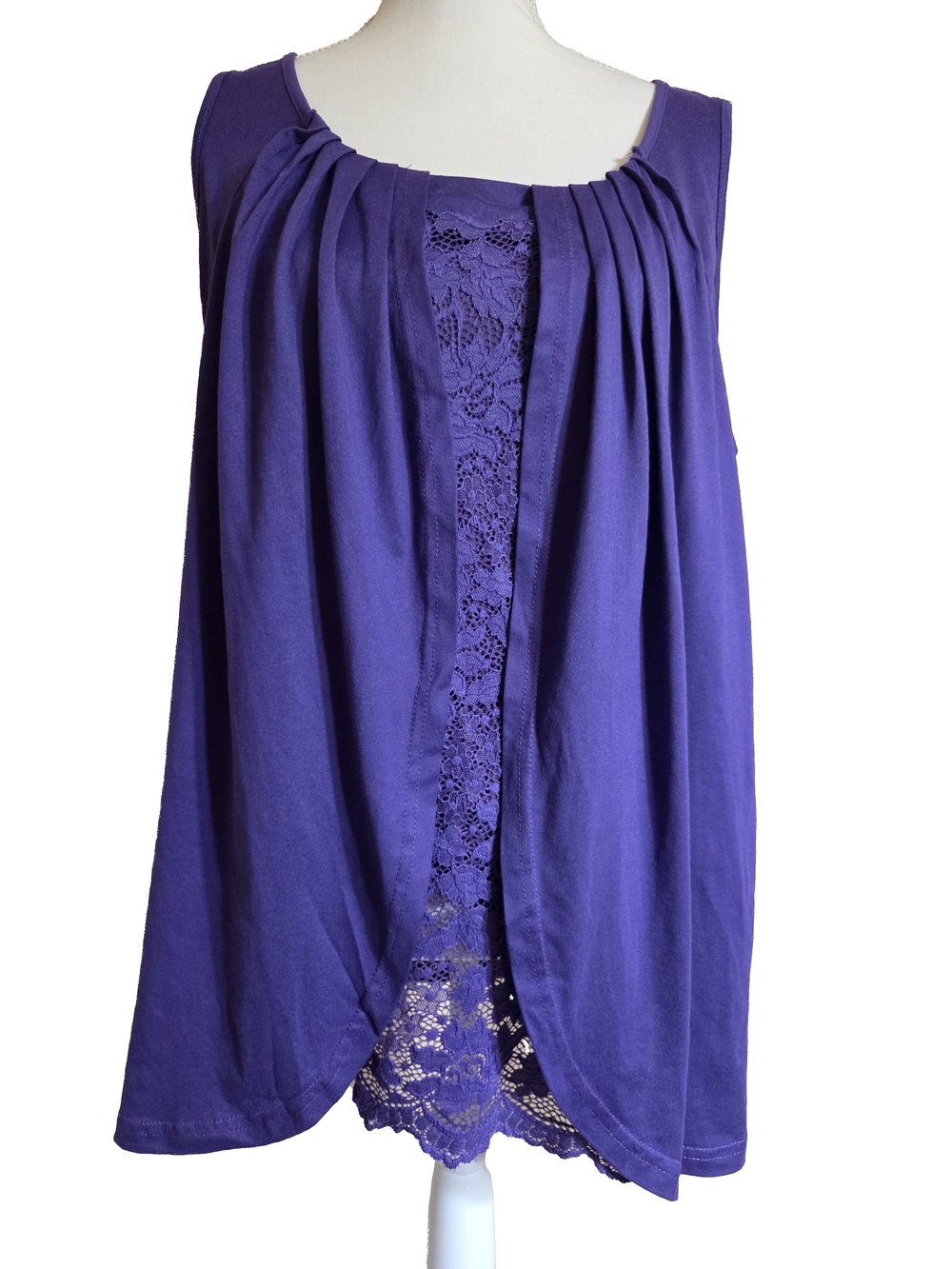 Purple Lace-Trim Sleeveless Top
